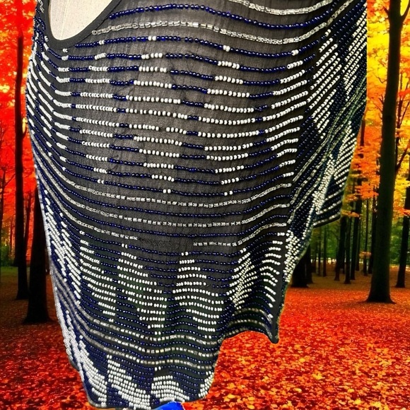 Parker Rare ‘Lola’ Diamond Design Beaded Split-Back High-Low Tank Top Size Small - Picture 16 of 16